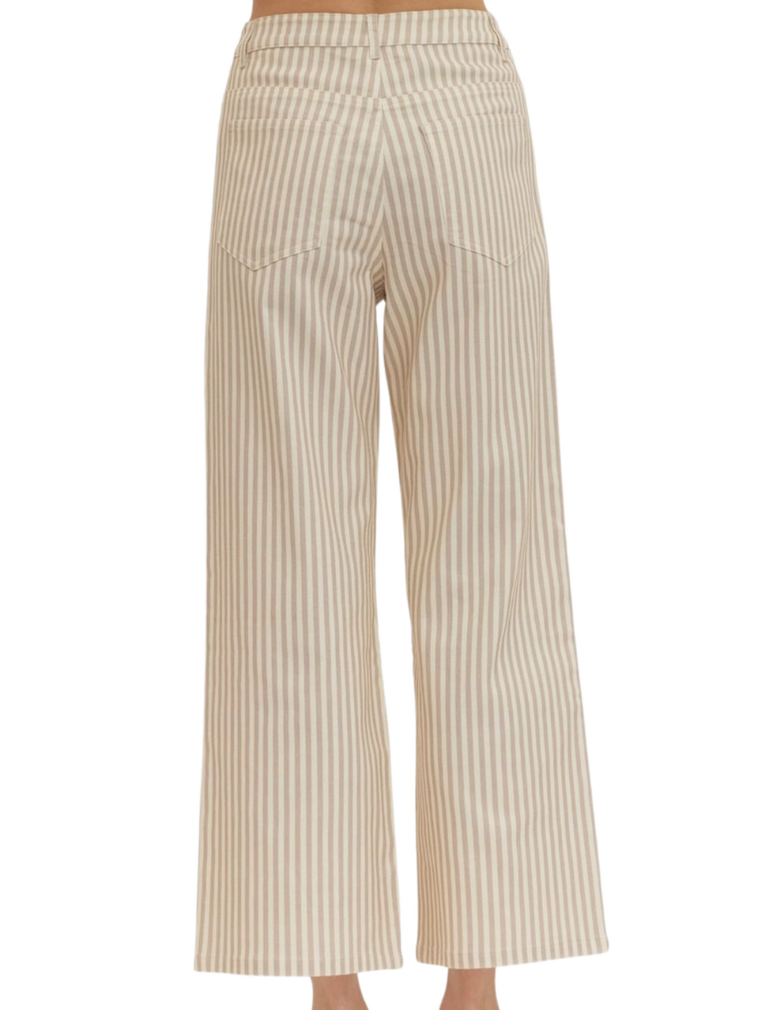 Stripe Wide-Leg Cropped Pants - High Call Outfitters