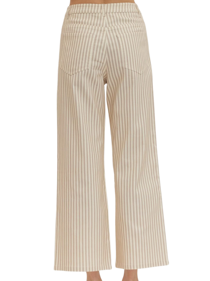 Stripe Wide-Leg Cropped Pants - High Call Outfitters
