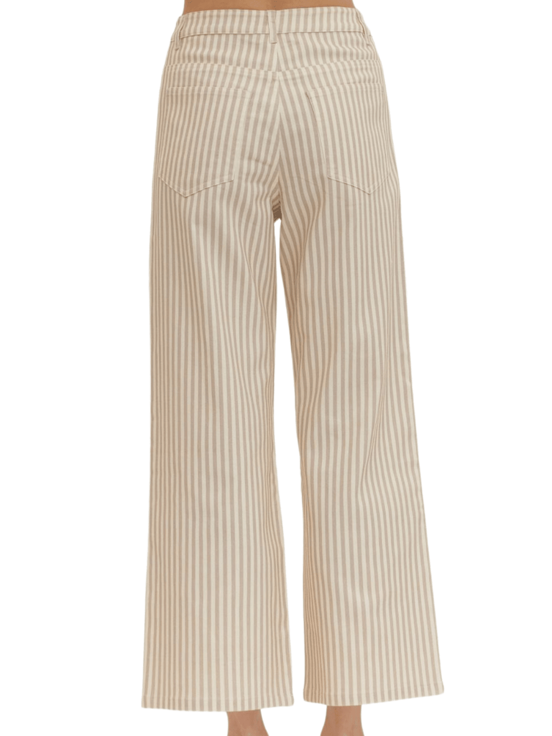 Stripe Wide - Leg Cropped Pants - High Call Outfitters