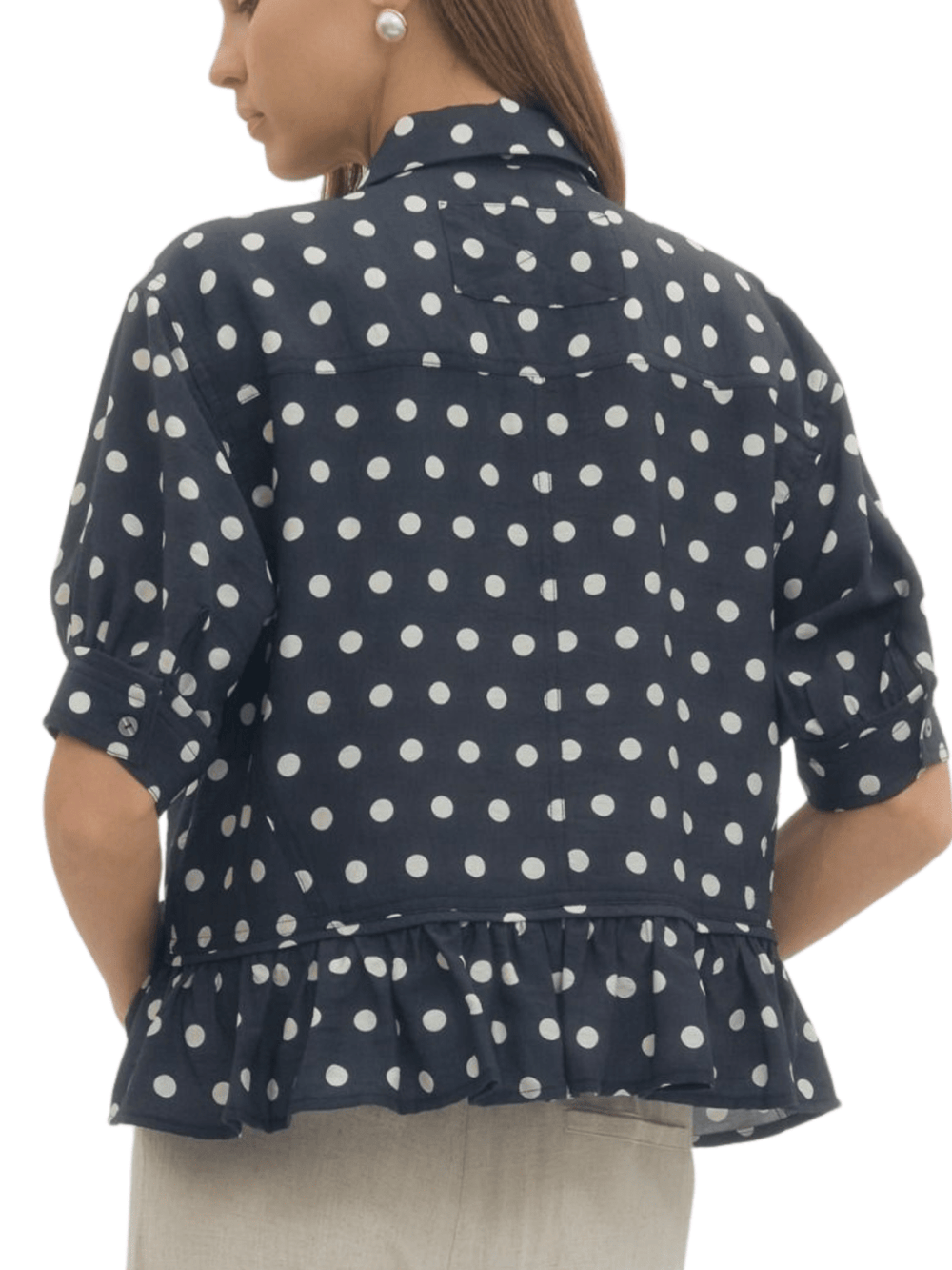 Polka Dot Ruffle Trim Top - High Call Outfitters
