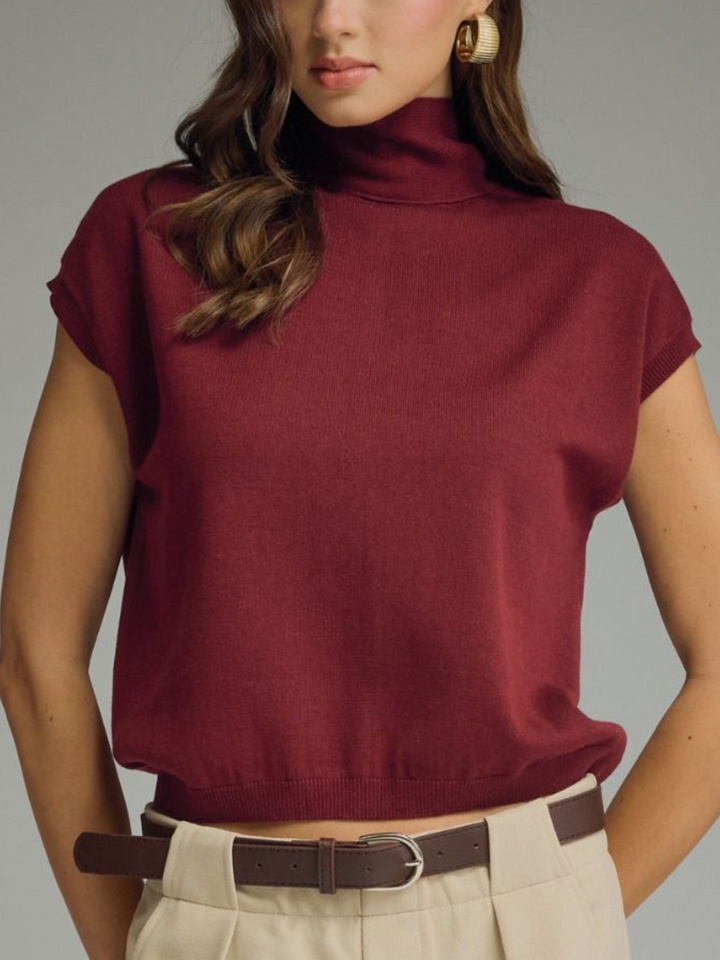 Scarf Tie Cap Sleeve Sweater Knit - High Call Outfitters