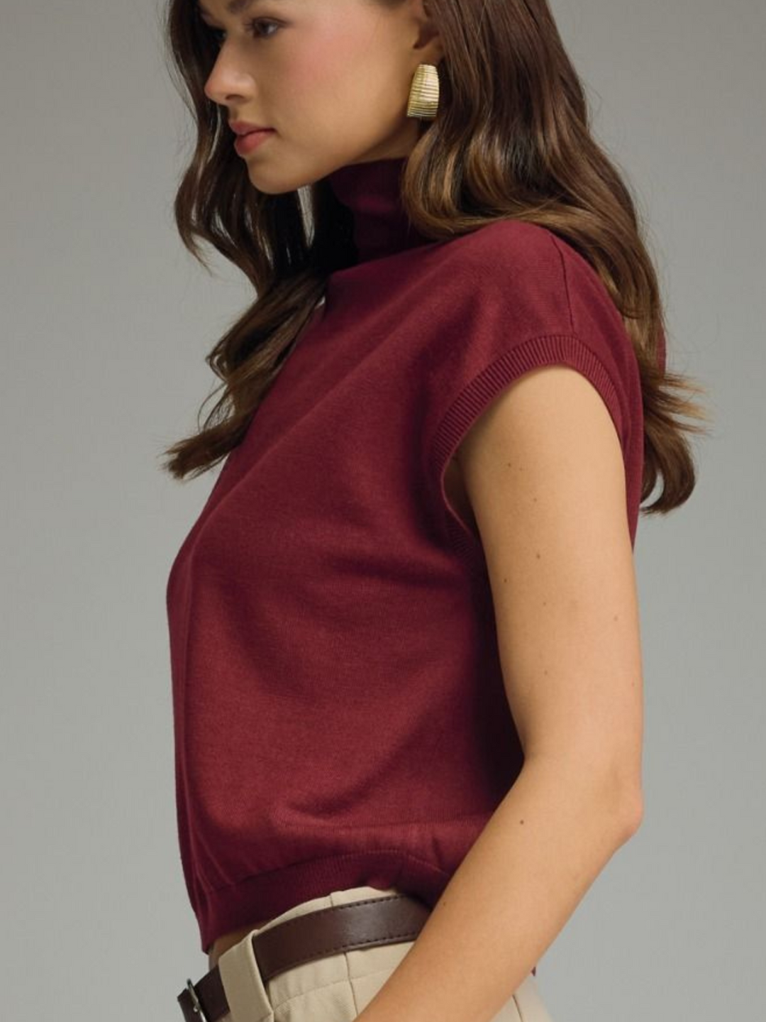 Scarf Tie Cap Sleeve Sweater Knit - High Call Outfitters