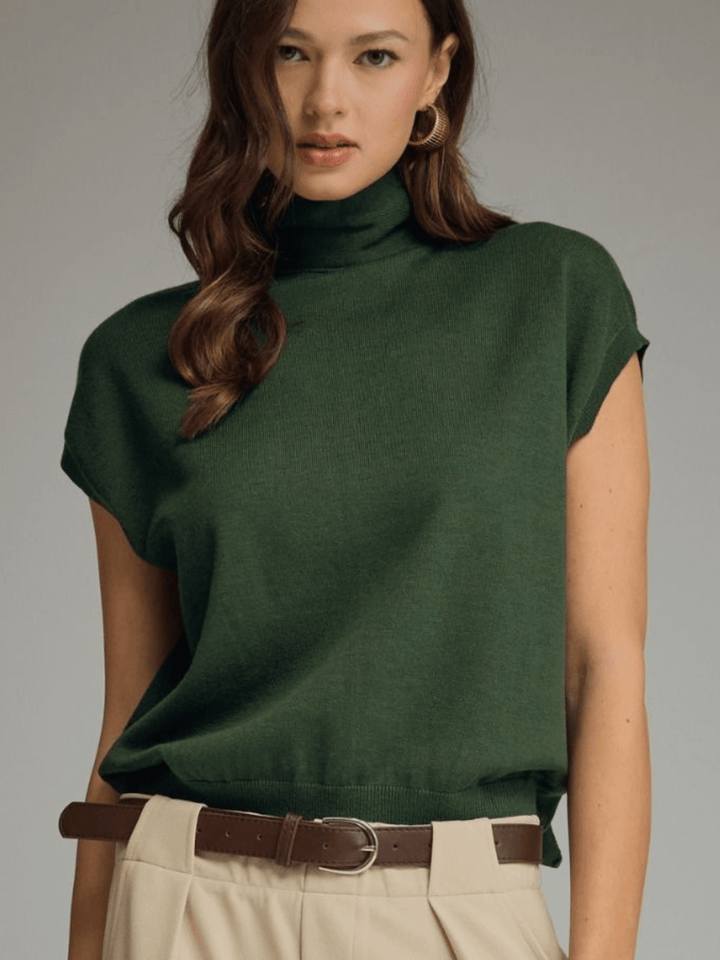 Scarf Tie Cap Sleeve Sweater Knit