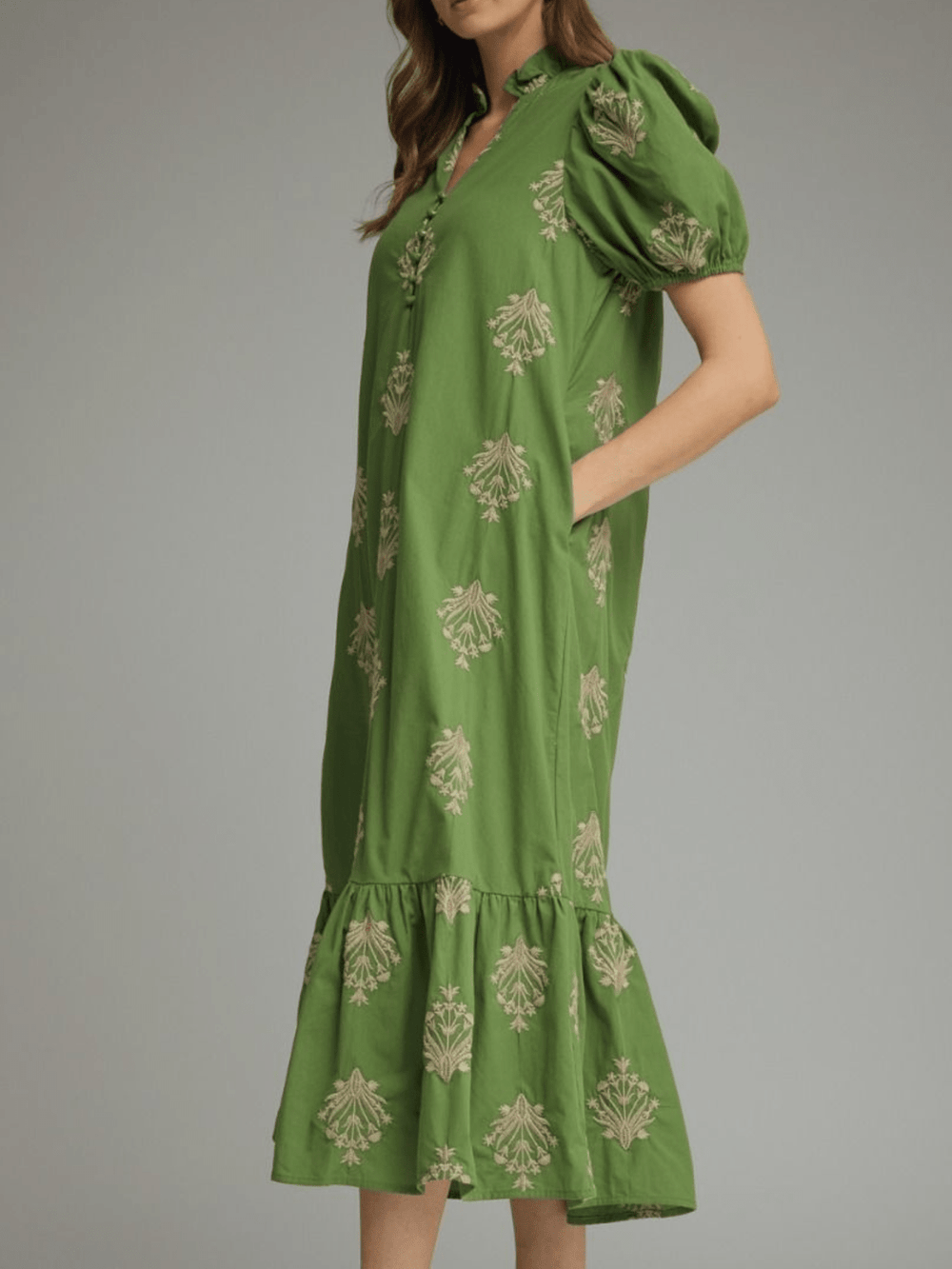 Botanical Embroidered Midi Dress - High Call Outfitters