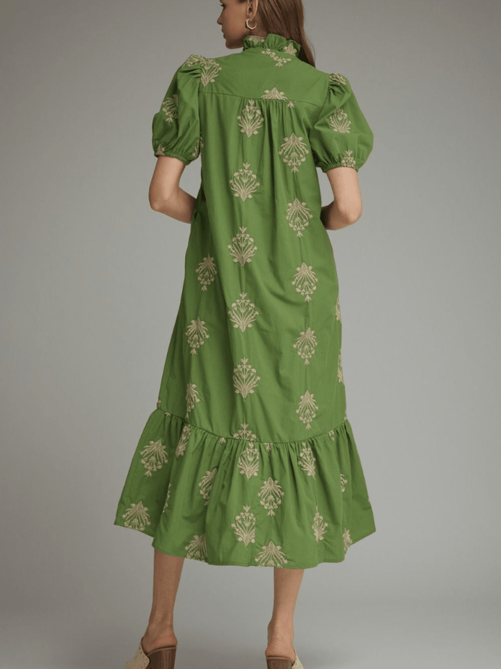 Botanical Embroidered Midi Dress - High Call Outfitters