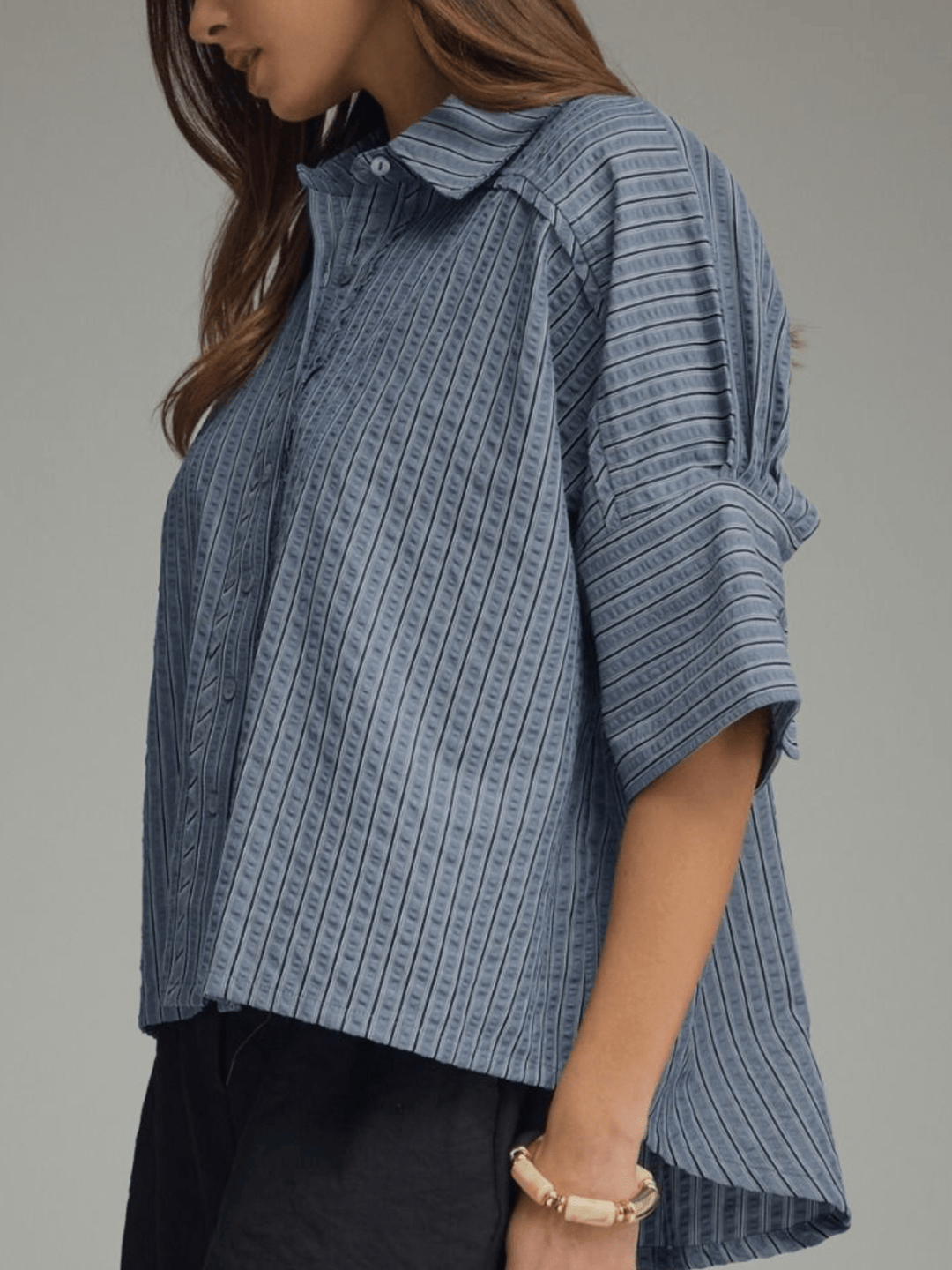 Striped 3/4 Sleeve Top - High Call Outfitters