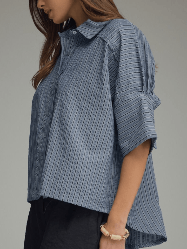 Striped 3/4 Sleeve Top - High Call Outfitters