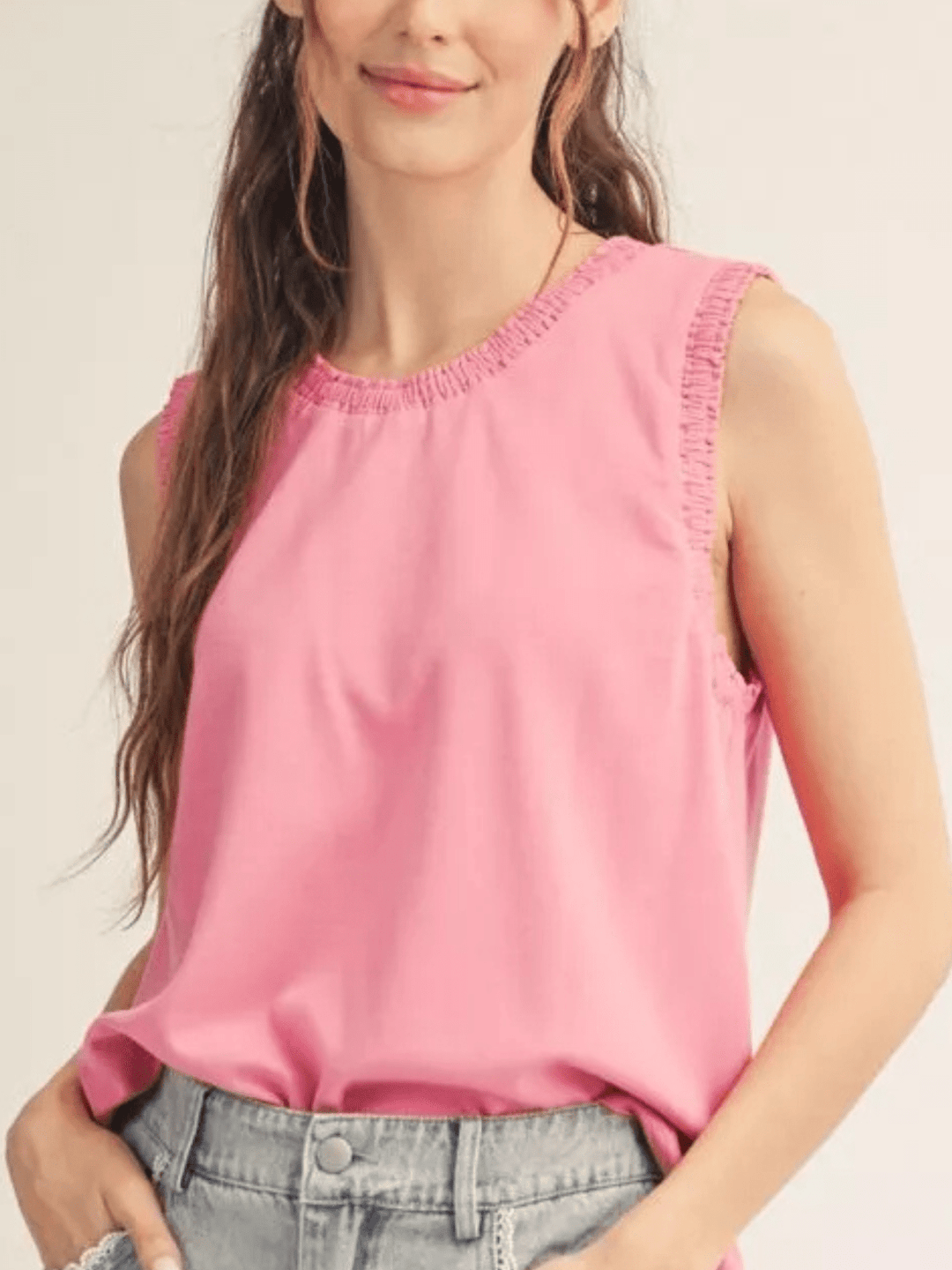 Smocked Edge Sleeveless Tank - High Call Outfitters