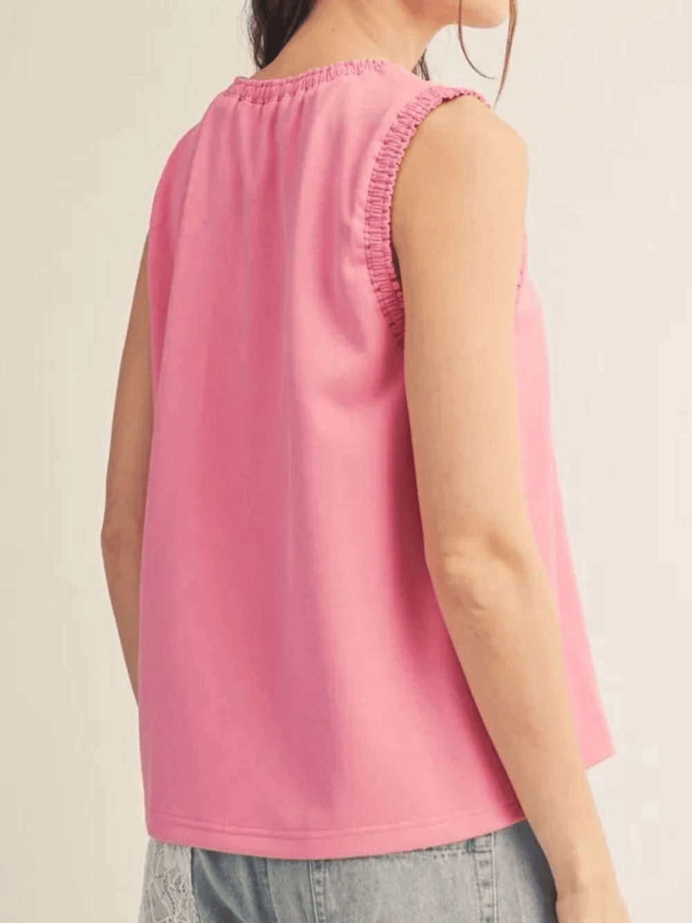 Smocked Edge Sleeveless Tank - High Call Outfitters