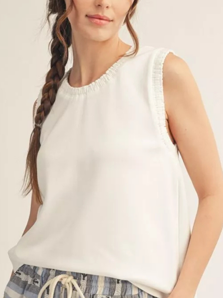 Smocked Edge Sleeveless Tank