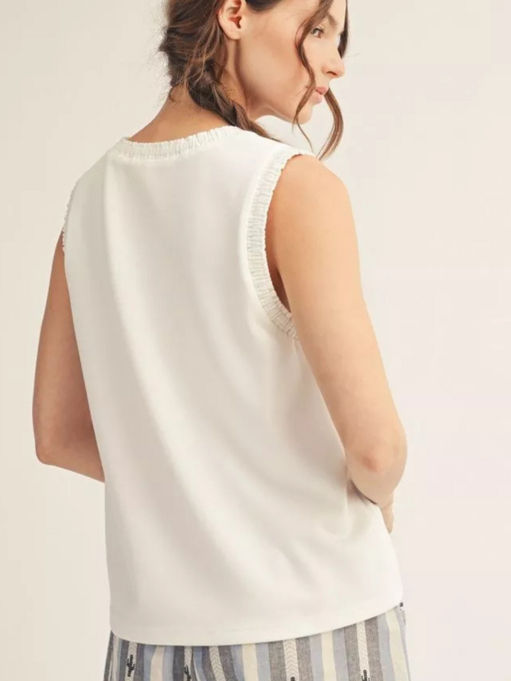 Smocked Edge Sleeveless Tank