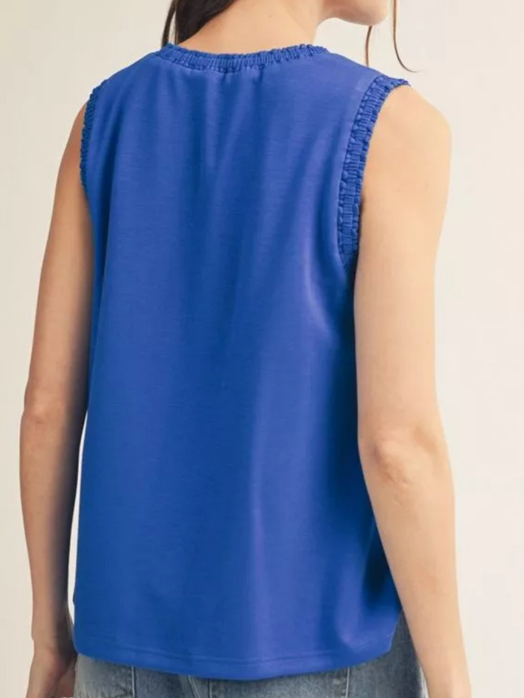 Smocked Edge Sleeveless Tank