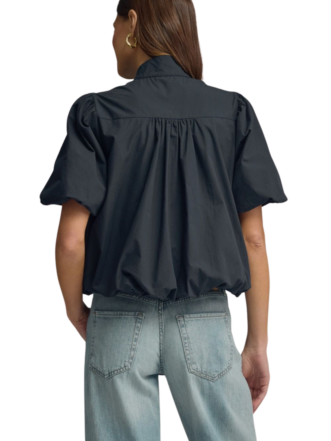 Button Front Puff Sleeve Top