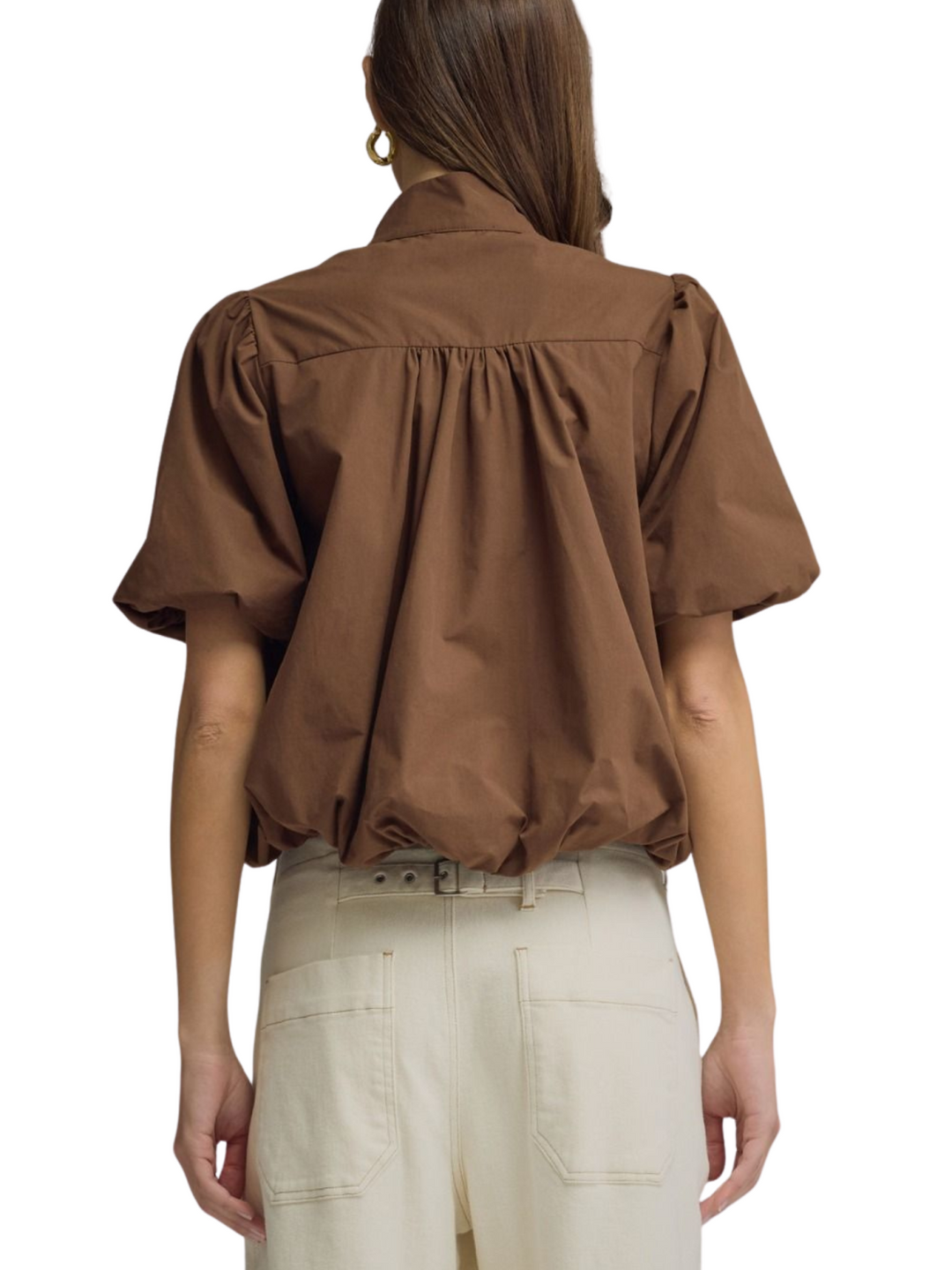 Button Front Puff Sleeve Top - High Call Outfitters