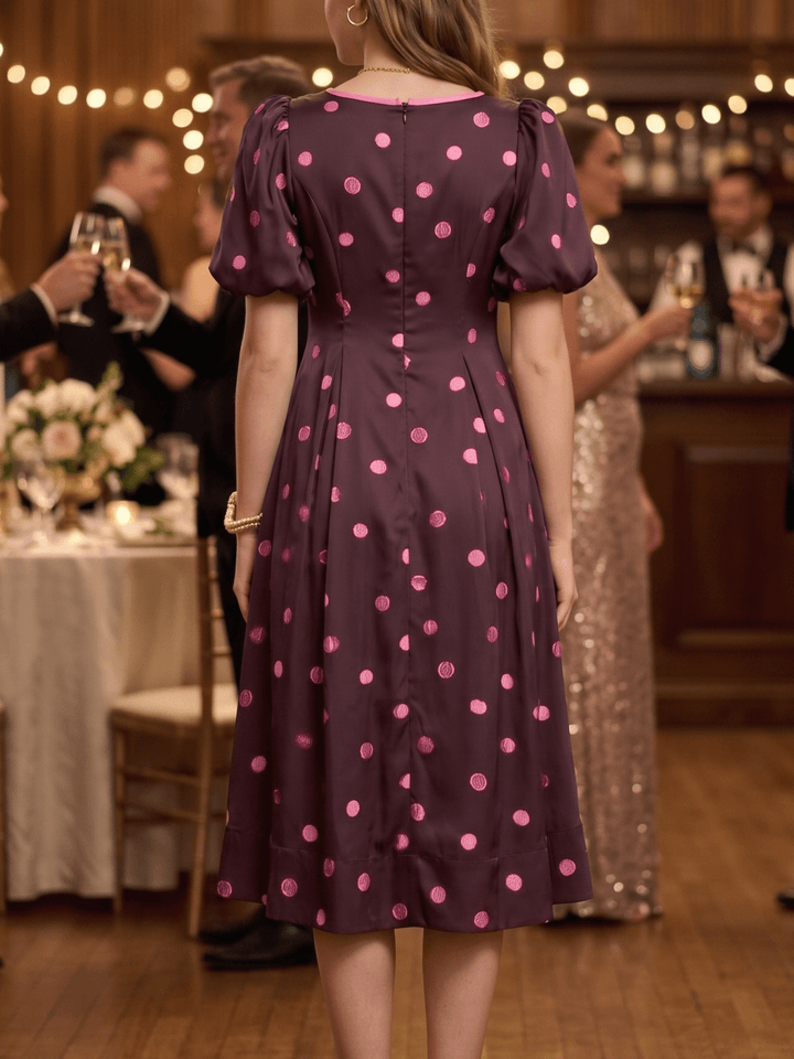 Satin Dot Midi Dress - High Call Outfitters