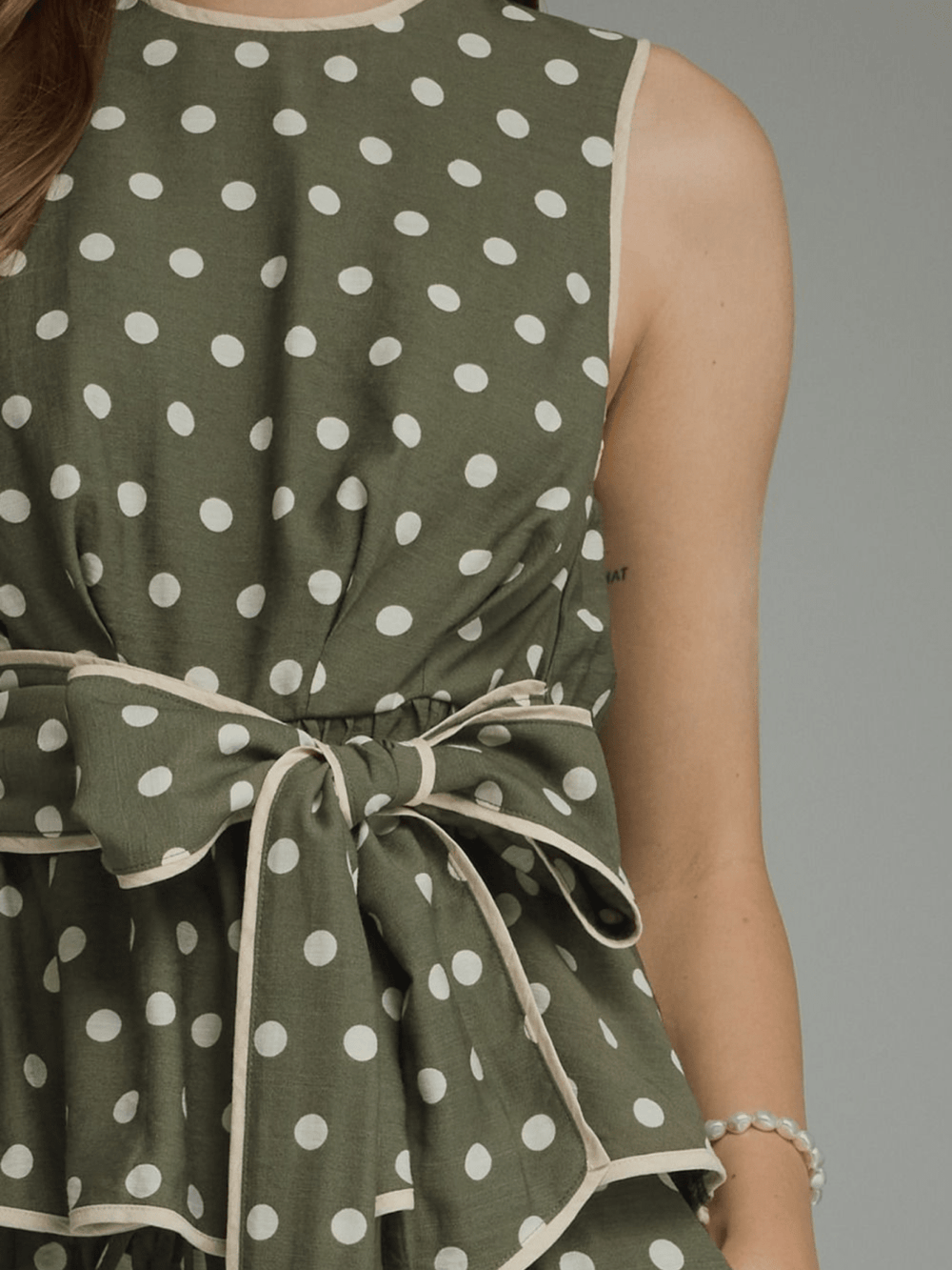 Polka Dot Sleeveless top with Front Tie Top - High Call Outfitters