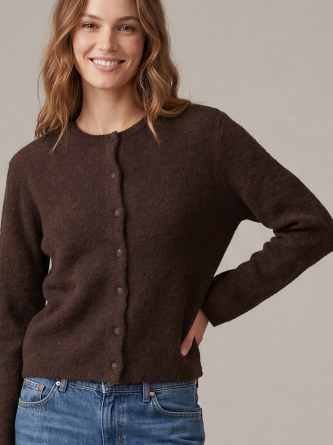 Button Front Solid Cardigan