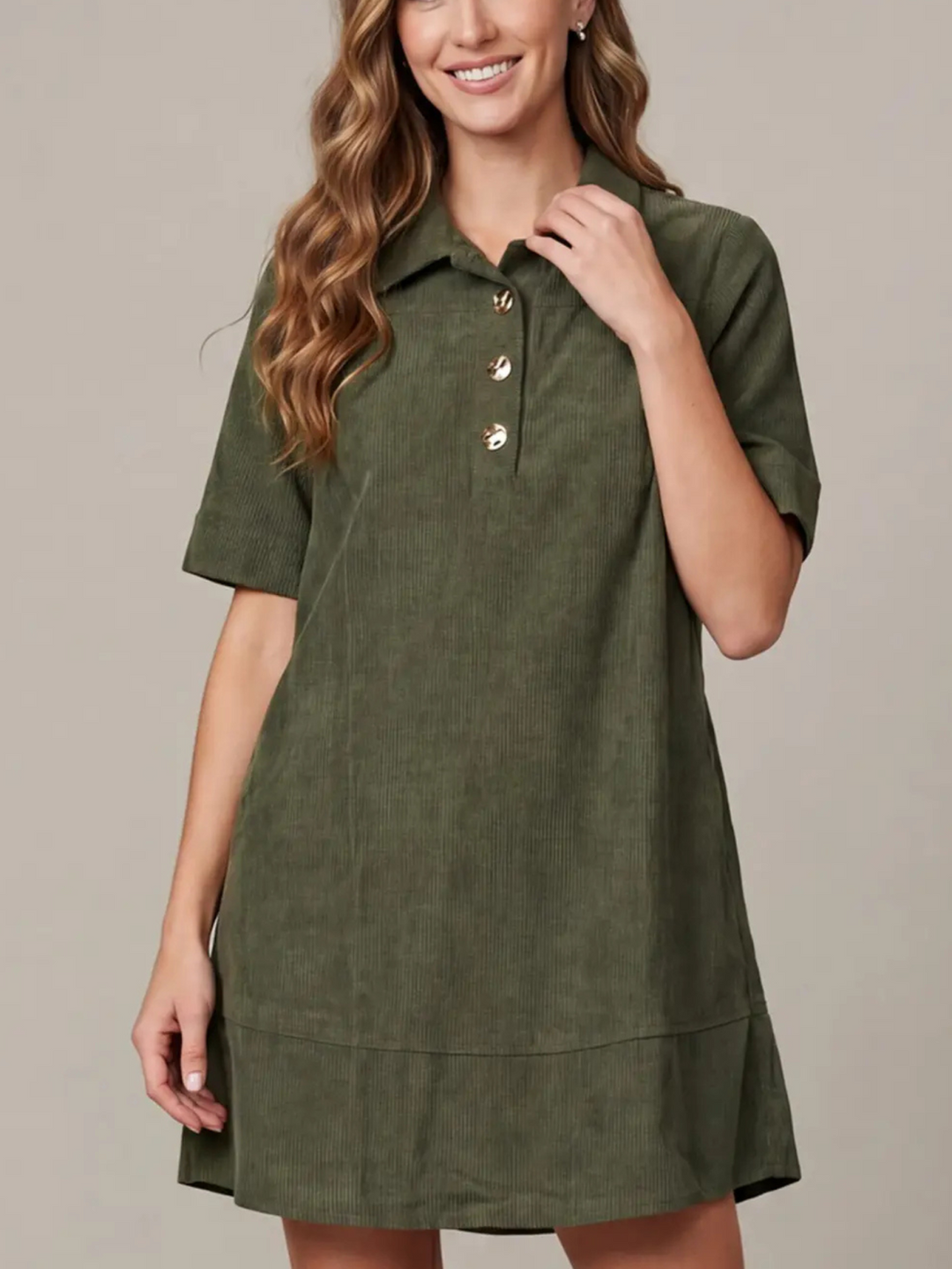 Corduroy Mini Shift Dress