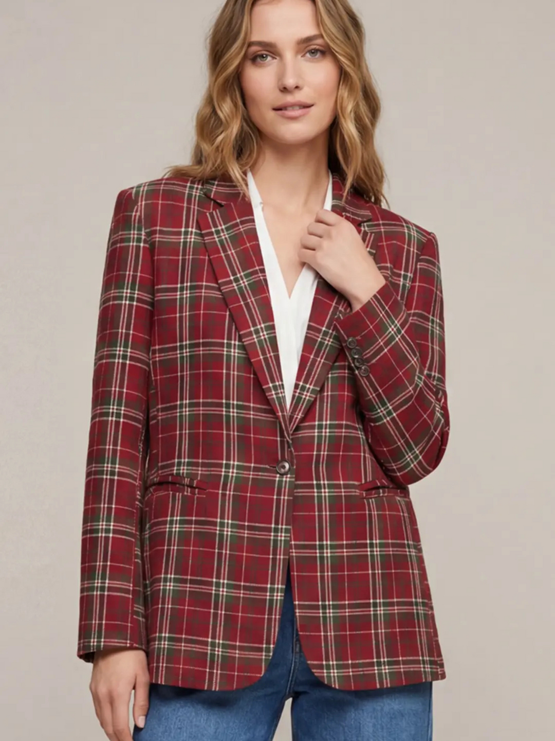 Tartan Red Blazer