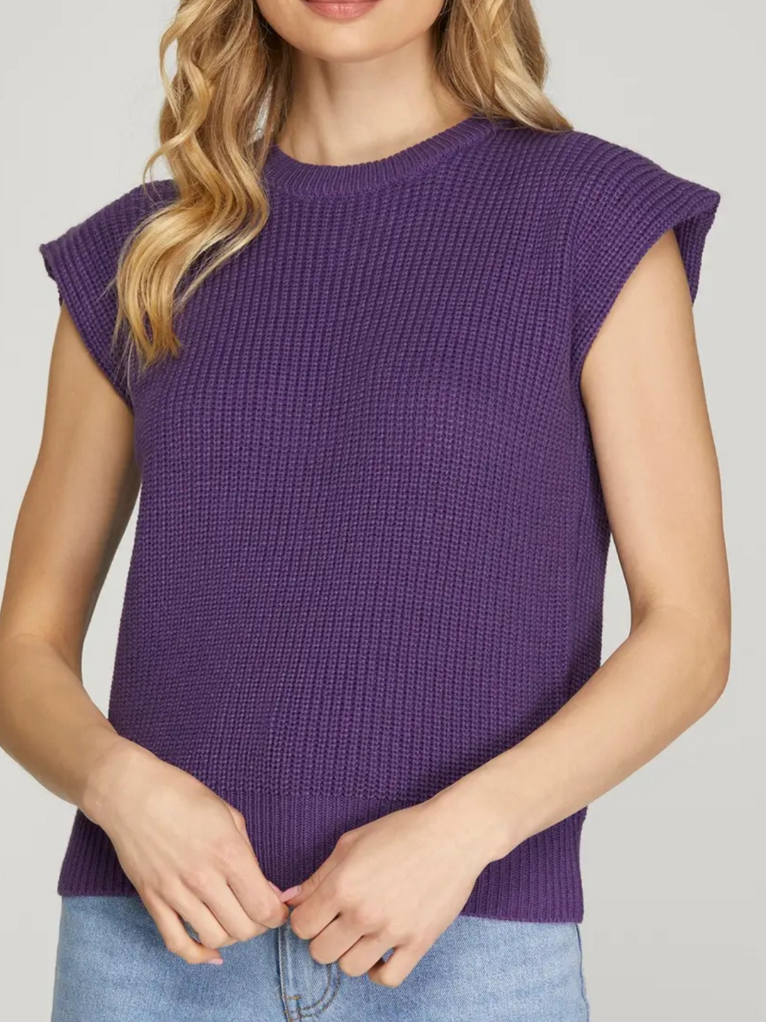 Shaker Knit Sleeveless Sweater