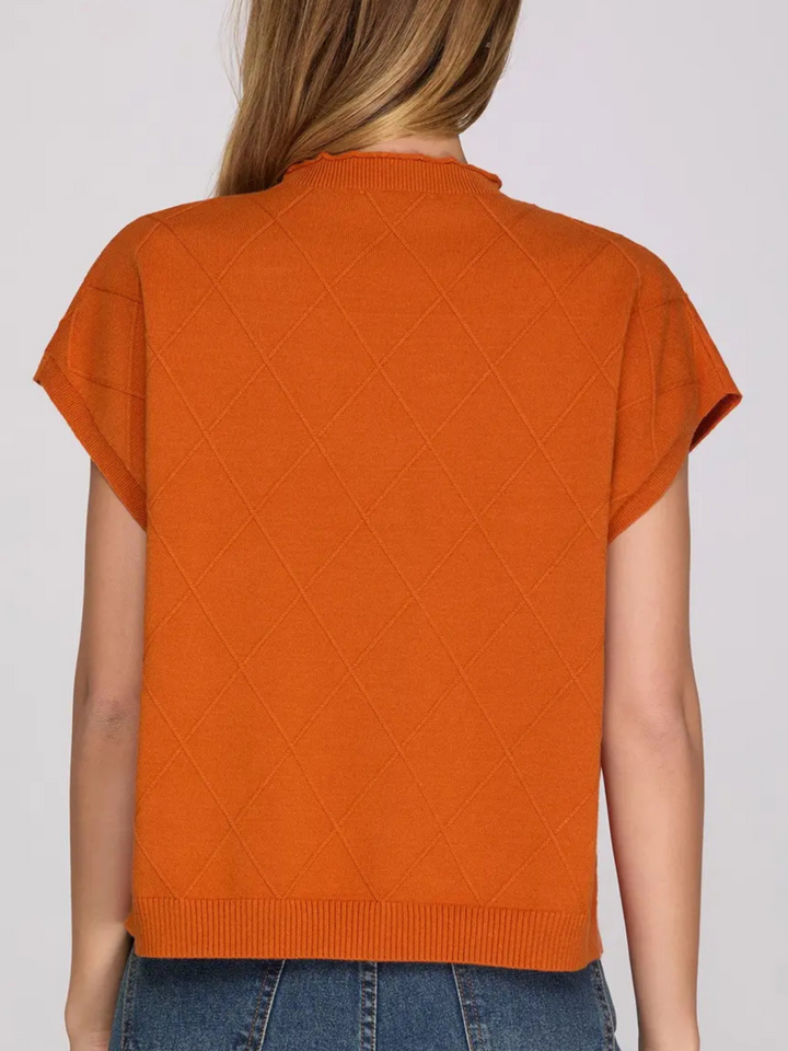 Drop Shoulder Mock Neck Sweater Vest