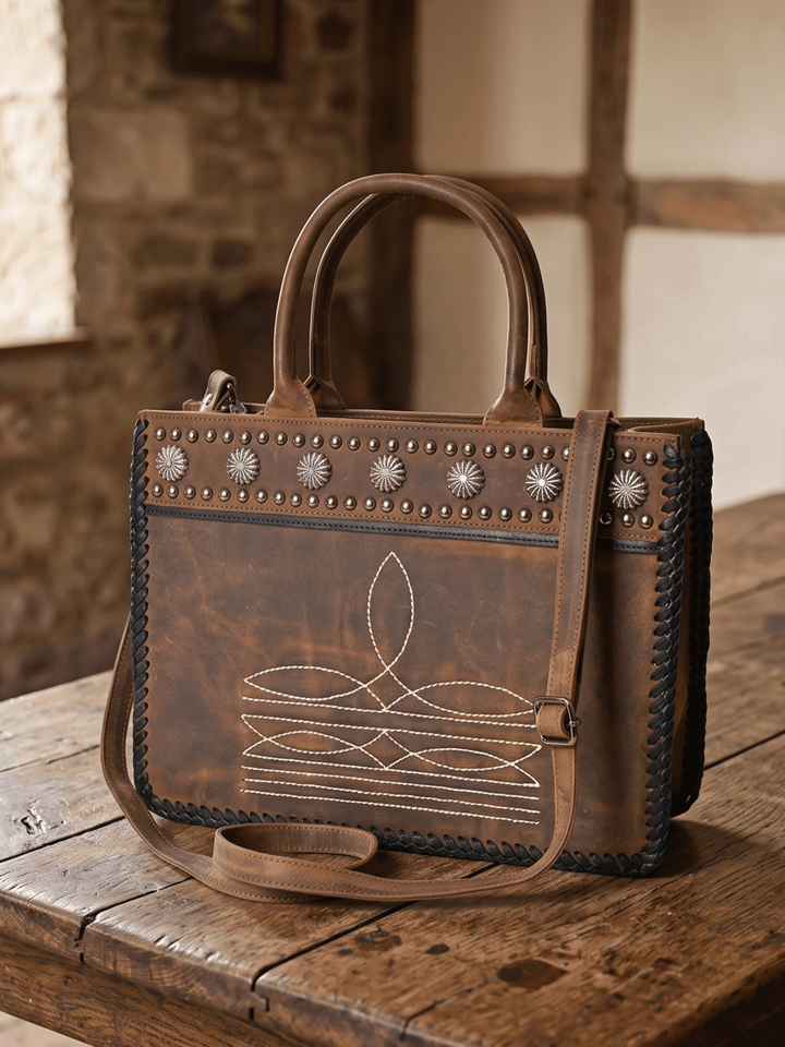 Boot Stitch Tote with Conchos - High Call Outfitters