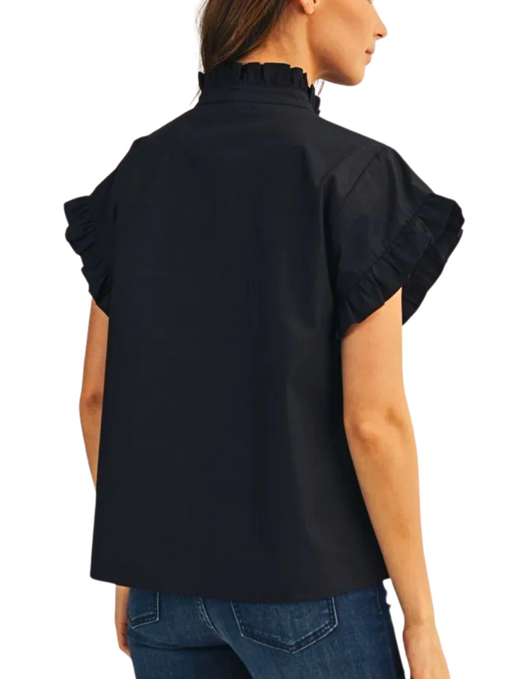 Ruffle Trimed Button front Top