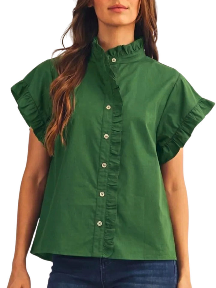 Ruffle Trimed Button front Top
