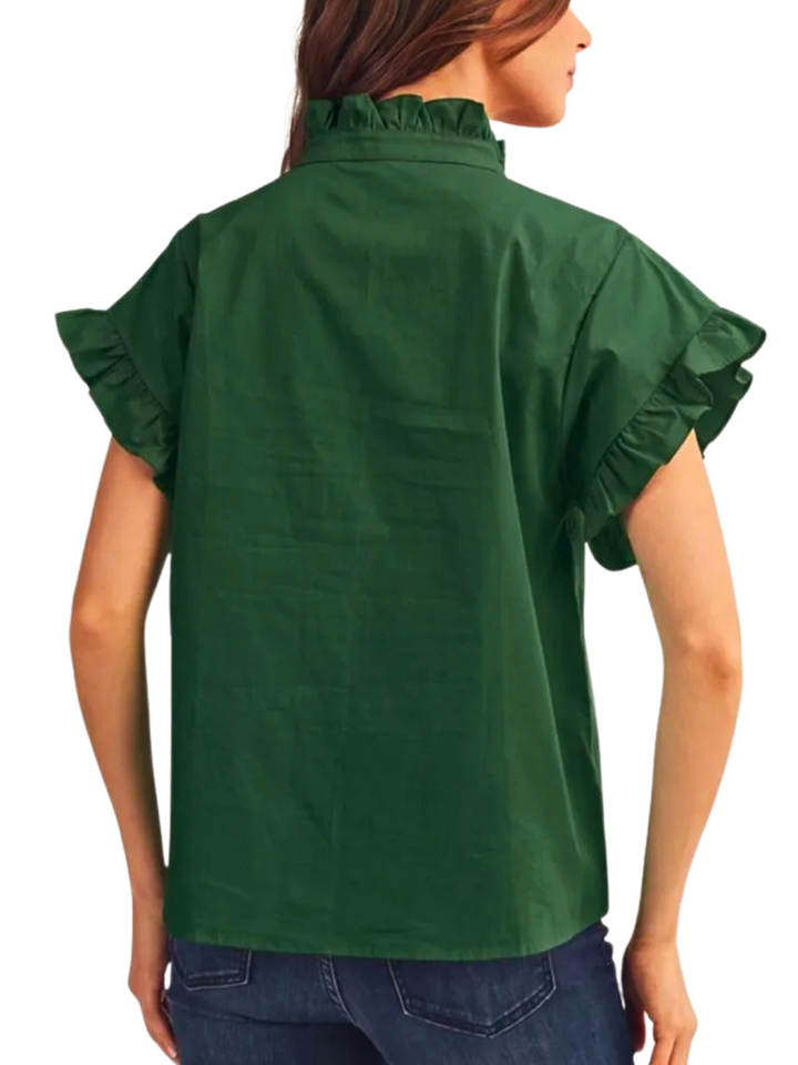 Ruffle Trimed Button front Top
