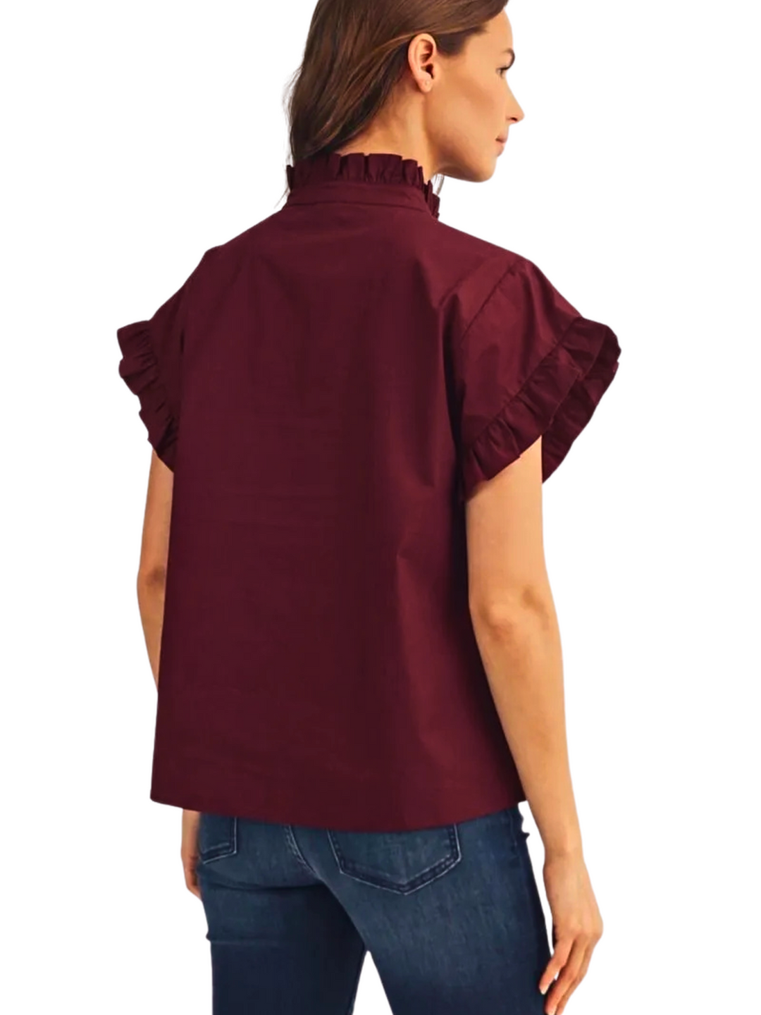 Ruffle Trimed Button front Top