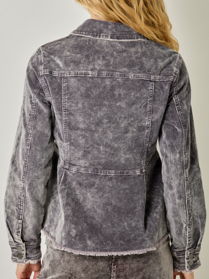 Washed Corduroy Peplum Jacket