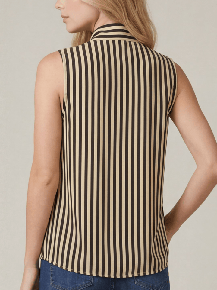 Striped Sleeveless Tie Front Top - High Call Outfitters