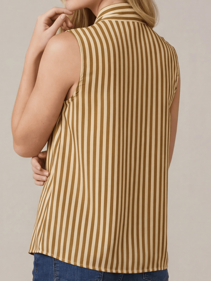 Striped Sleeveless Tie Front Top - High Call Outfitters