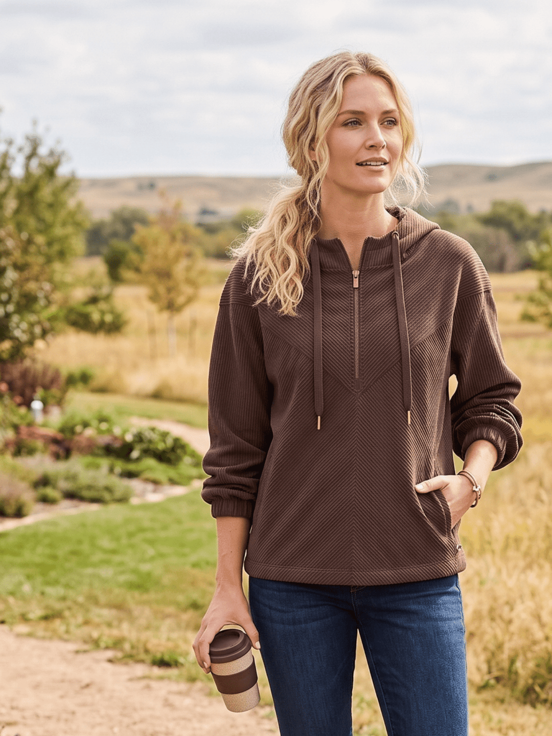 Cowgirl Corduroy 1/4 Zip Hoody from Hooey - High Call Outfitters