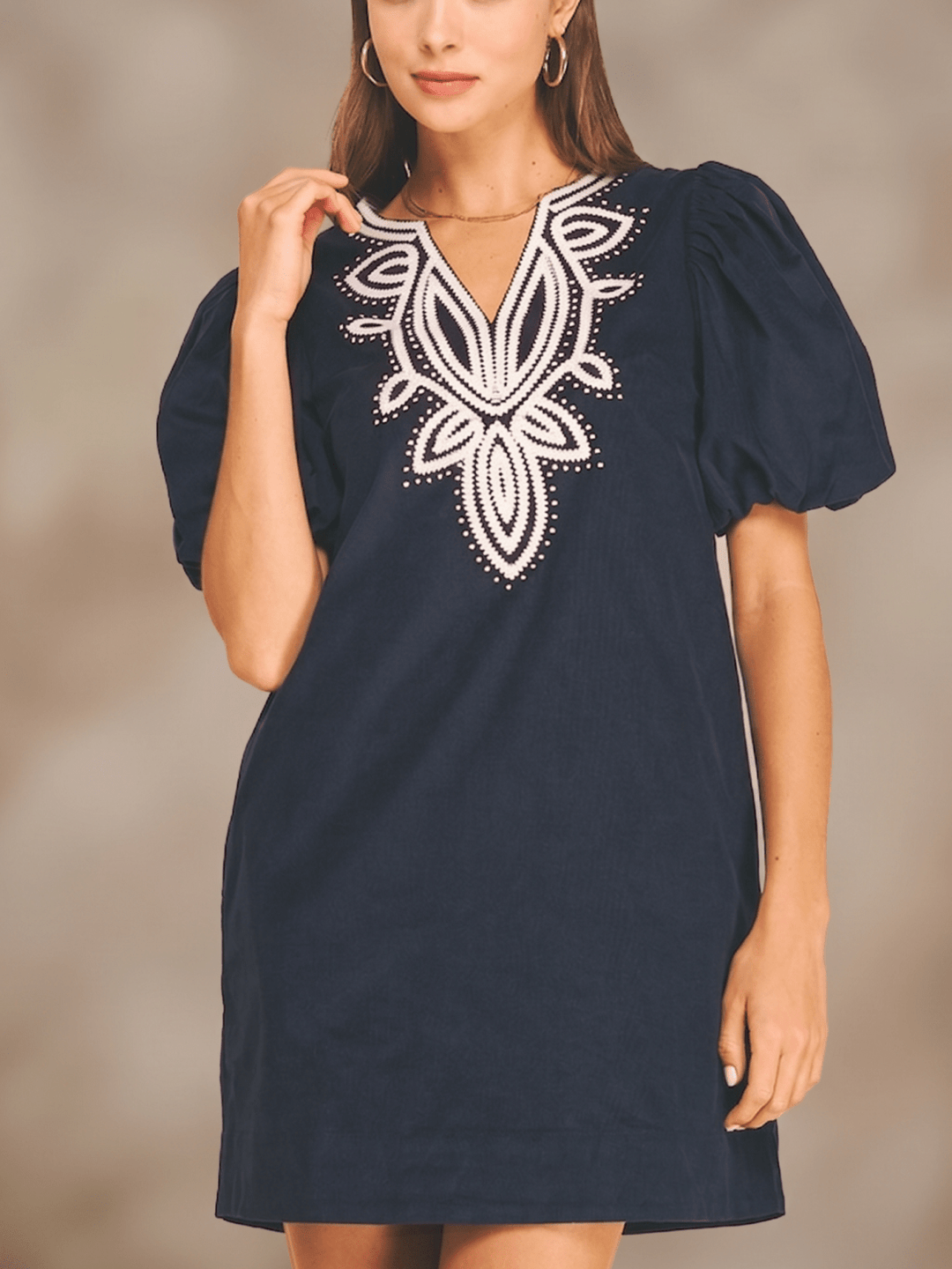 Corduroy Embroidered Mini Dress - High Call Outfitters