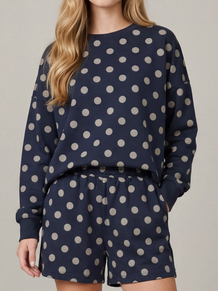 Soft Knit Polka Dot Pullover &amp; Short Set