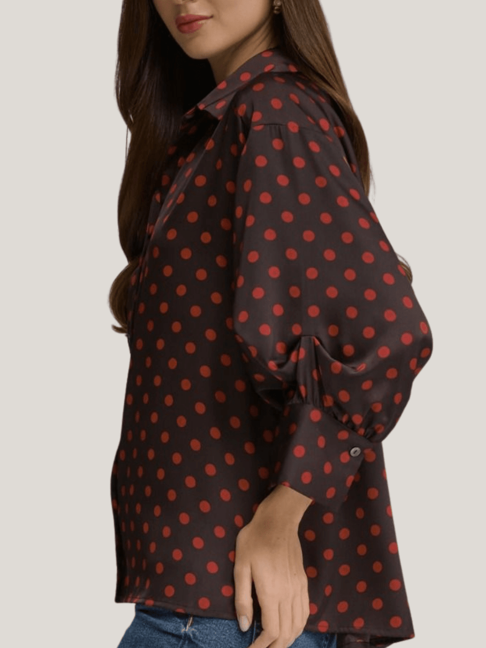 Polka Dot Button Front Top - High Call Outfitters