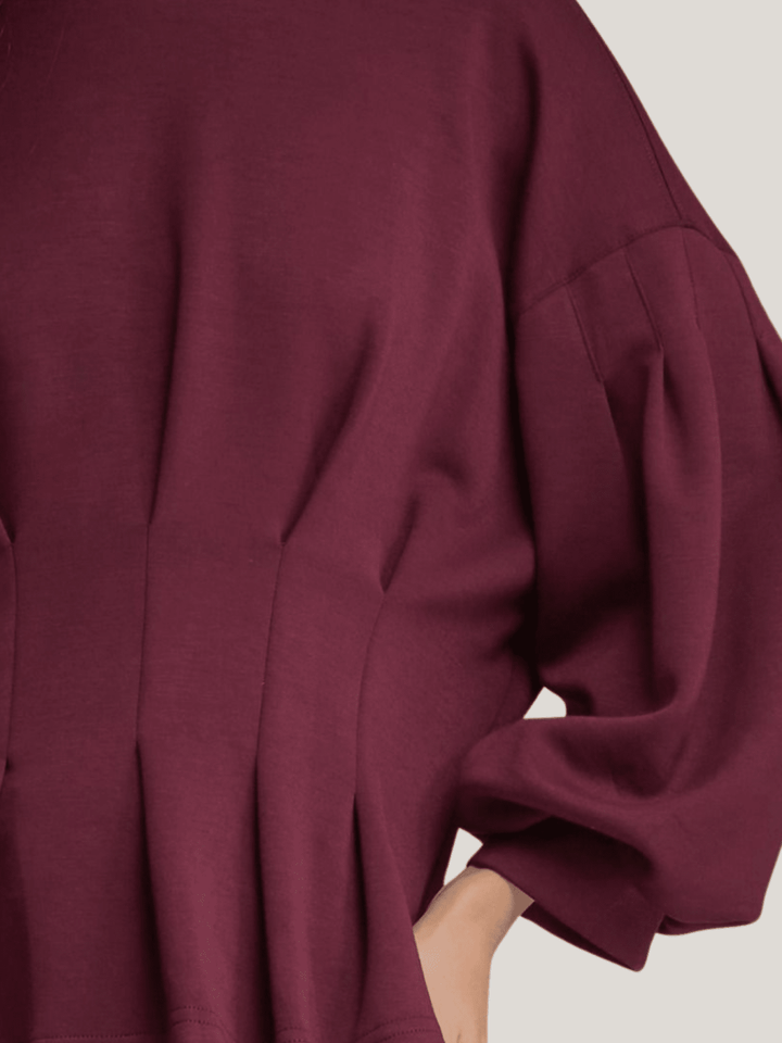 Balloon Sleeve Pleated Waist Top - High Call Outfitters