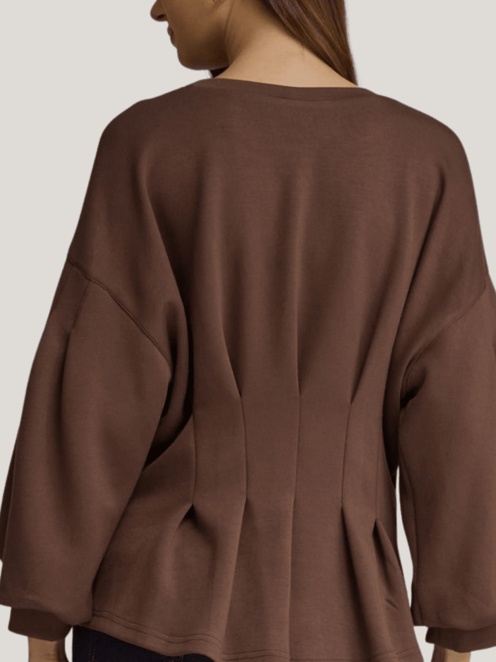Balloon Sleeve Pleated Waist Top - High Call Outfitters