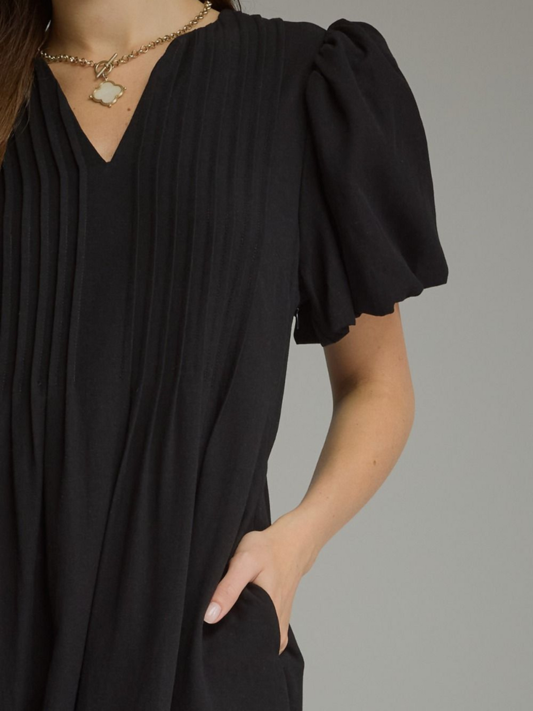 Pintuck Midi Dress