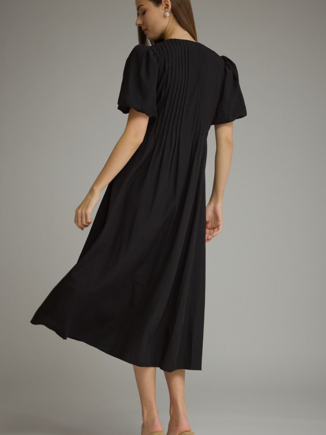 Pintuck Midi Dress