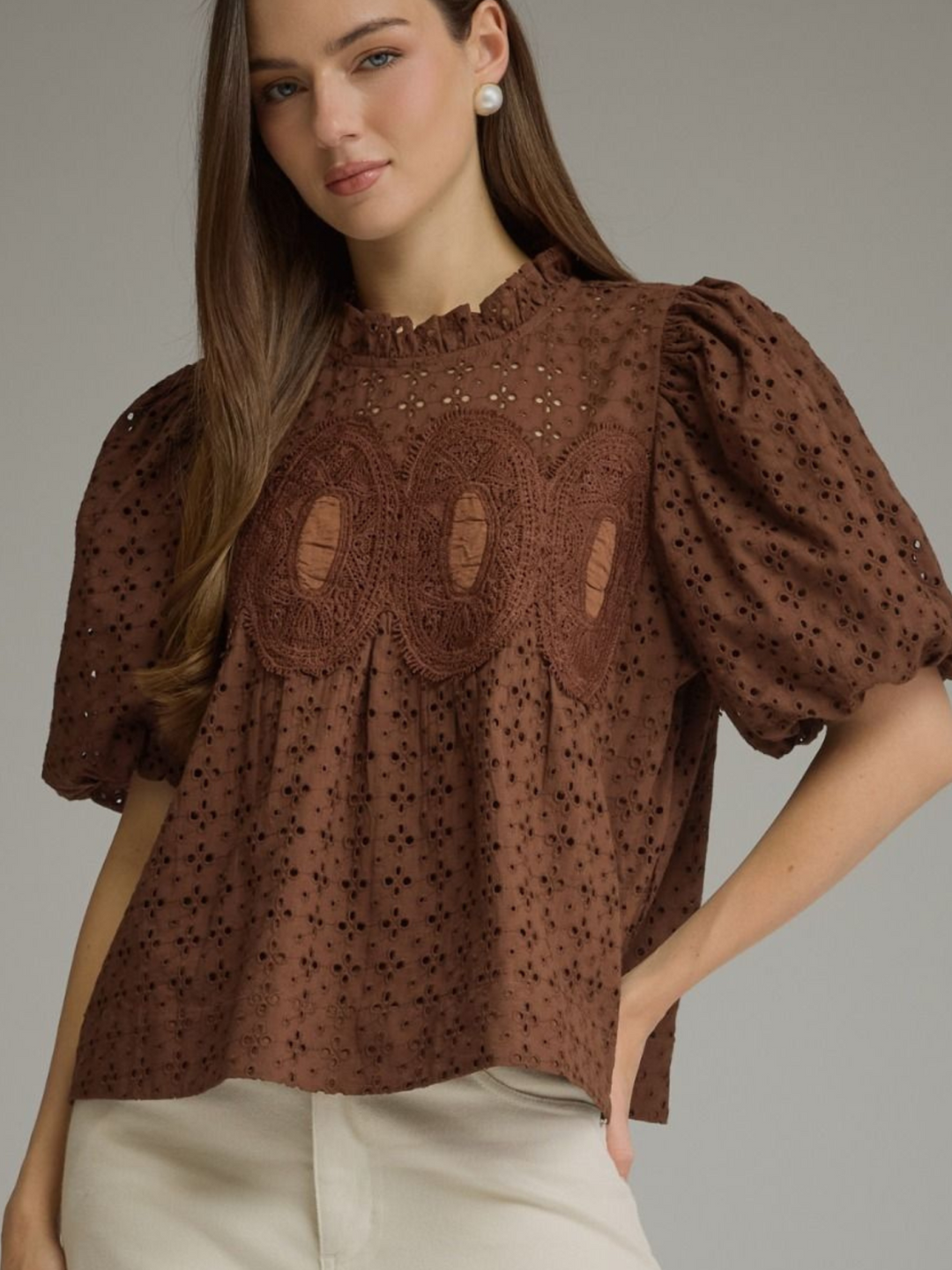 Eyelet Puff Sleeve Top