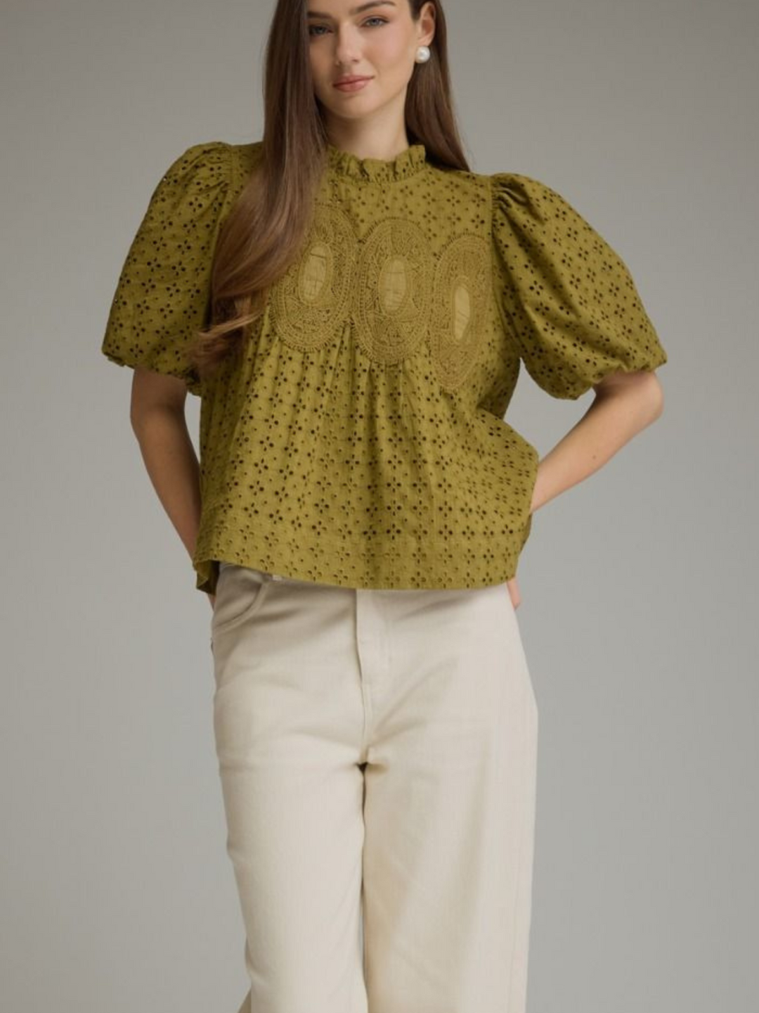 Eyelet Puff Sleeve Top