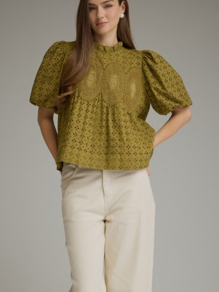 Eyelet Puff Sleeve Top