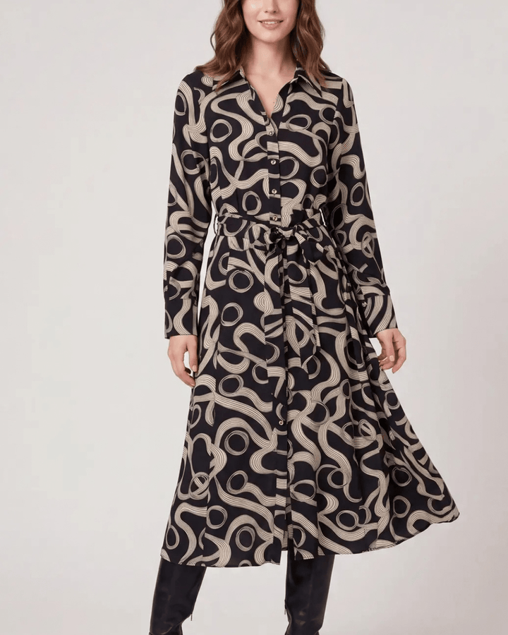 Abstract Print Midi Dress - High Call Outfitters