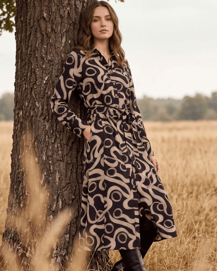 Abstract Print Midi Dress - High Call Outfitters