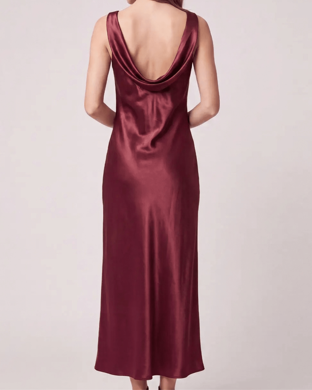 Sleeveless Cowl Neck Satin Dress - High Call Outfitters