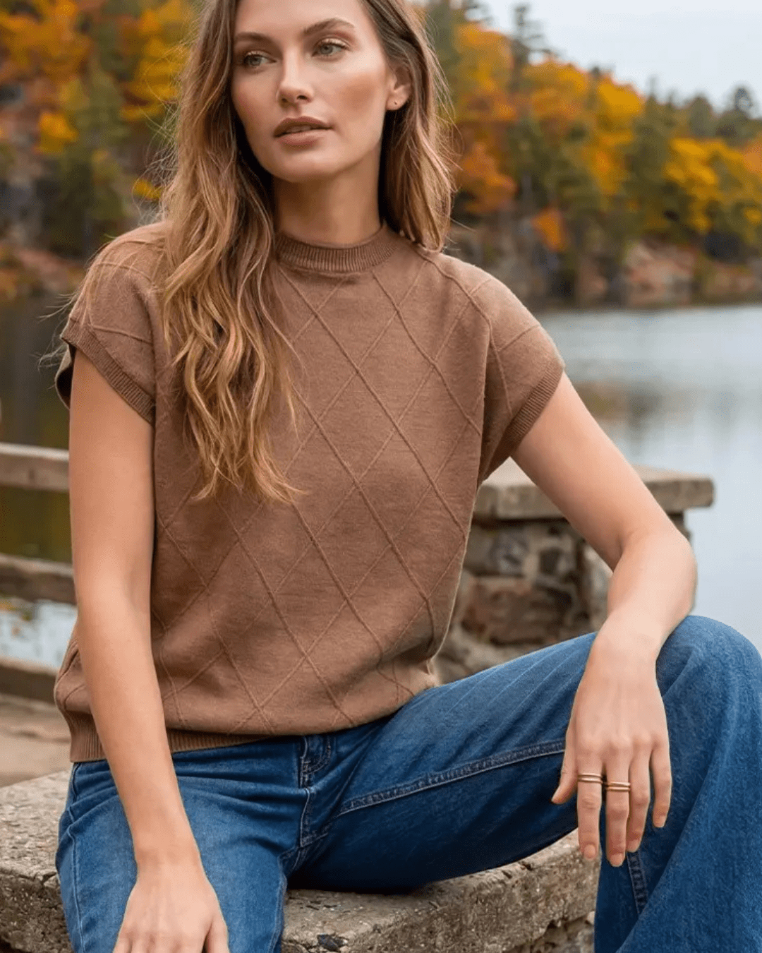 Drop Shoulder Mock Neck Sweater Vest - High Call Outfitters