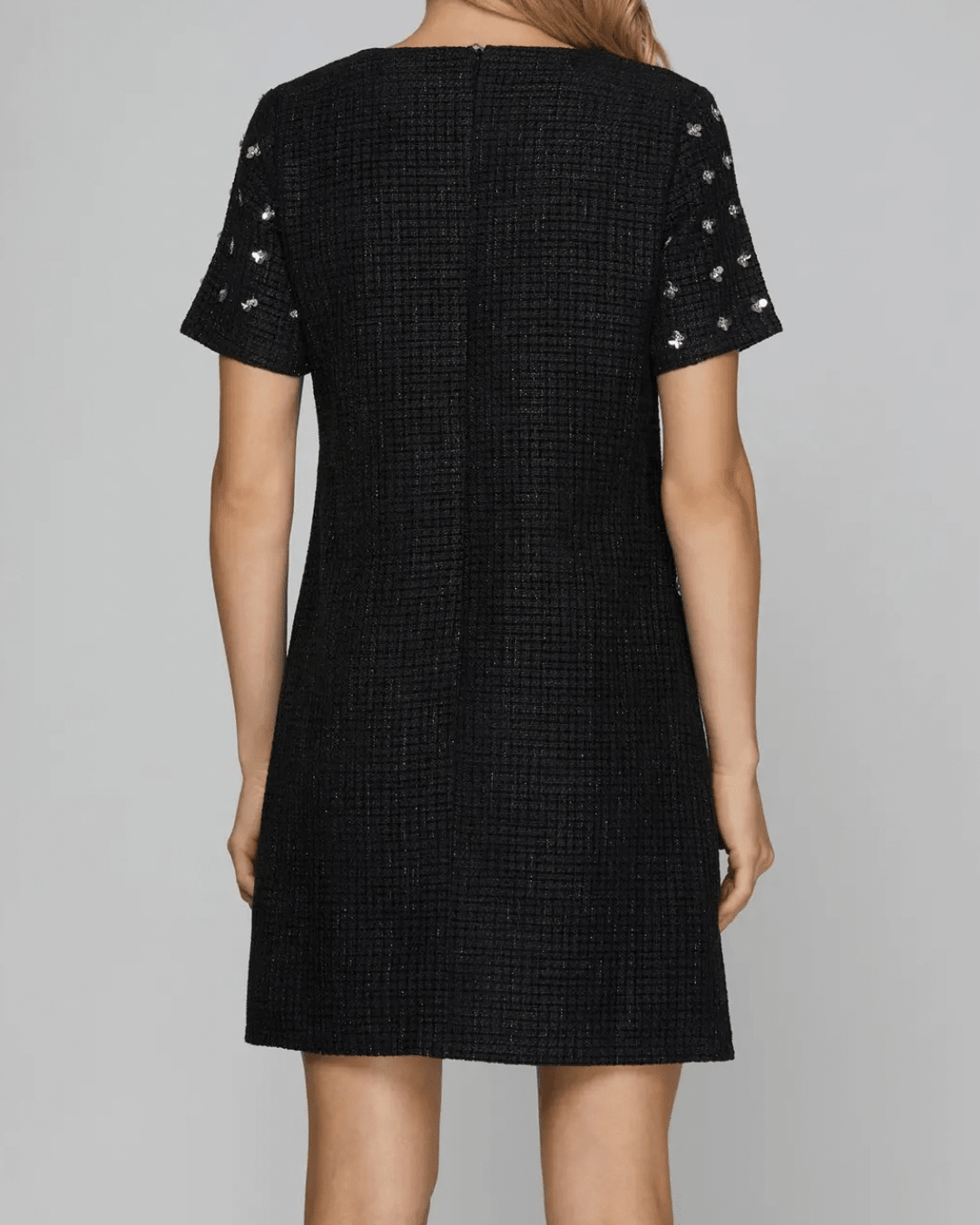 Embellished Tweed Mini Dress - High Call Outfitters