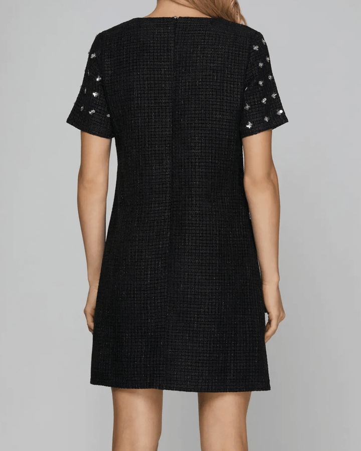 Embellished Tweed Mini Dress - High Call Outfitters